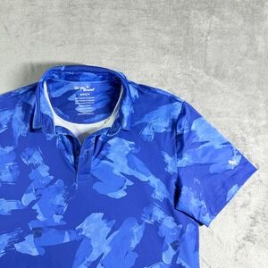 Birdie & Bound Mens Blue Camo Print Golf Polo Shirt Size S